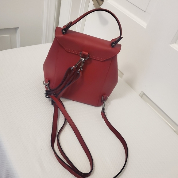 Cielo Celeste Italian Red Leather Convertible Backpack, Satchel, Shoulder Bag main image 9